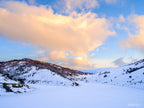 Snow-covered alpine valley at sunrise in Guthega, Snowy Mountains — fine art landscape photograph by Robert Vine.