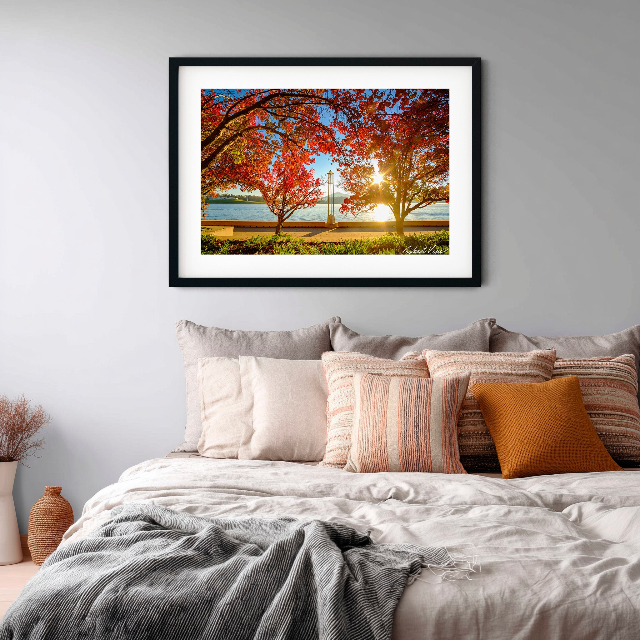 Autumn Glow over Lake Burley Griffin – Canberra Landscape Art Print by Robert Vine