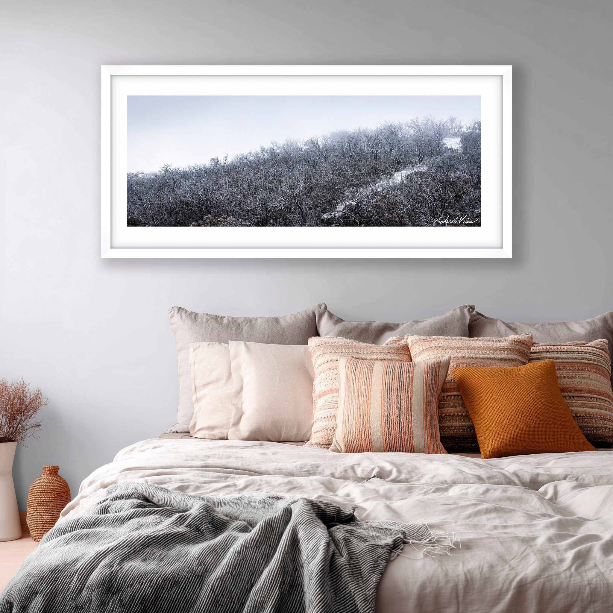Snowfall in the Bare Eucalypts – Mount Selwyn Landscape Art Print by Robert Vine