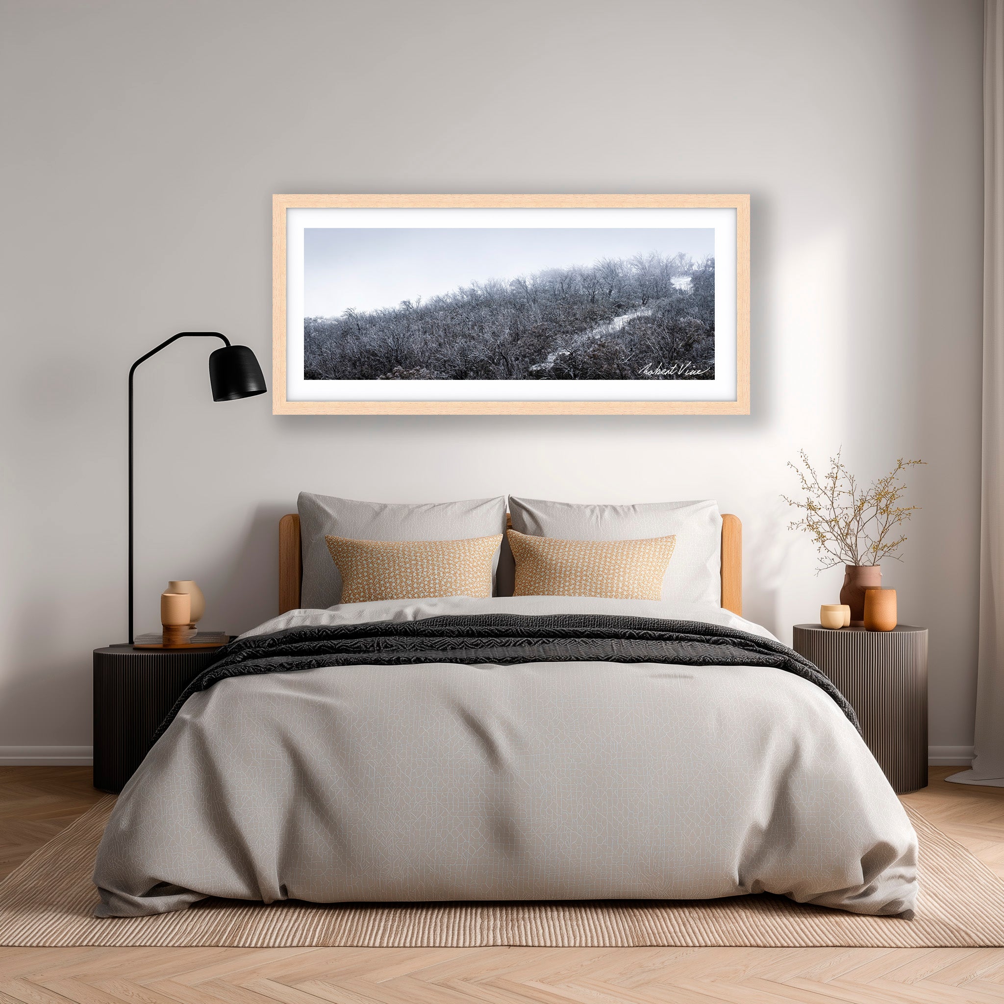 Snowfall in the Bare Eucalypts – Mount Selwyn Landscape Art Print by Robert Vine
