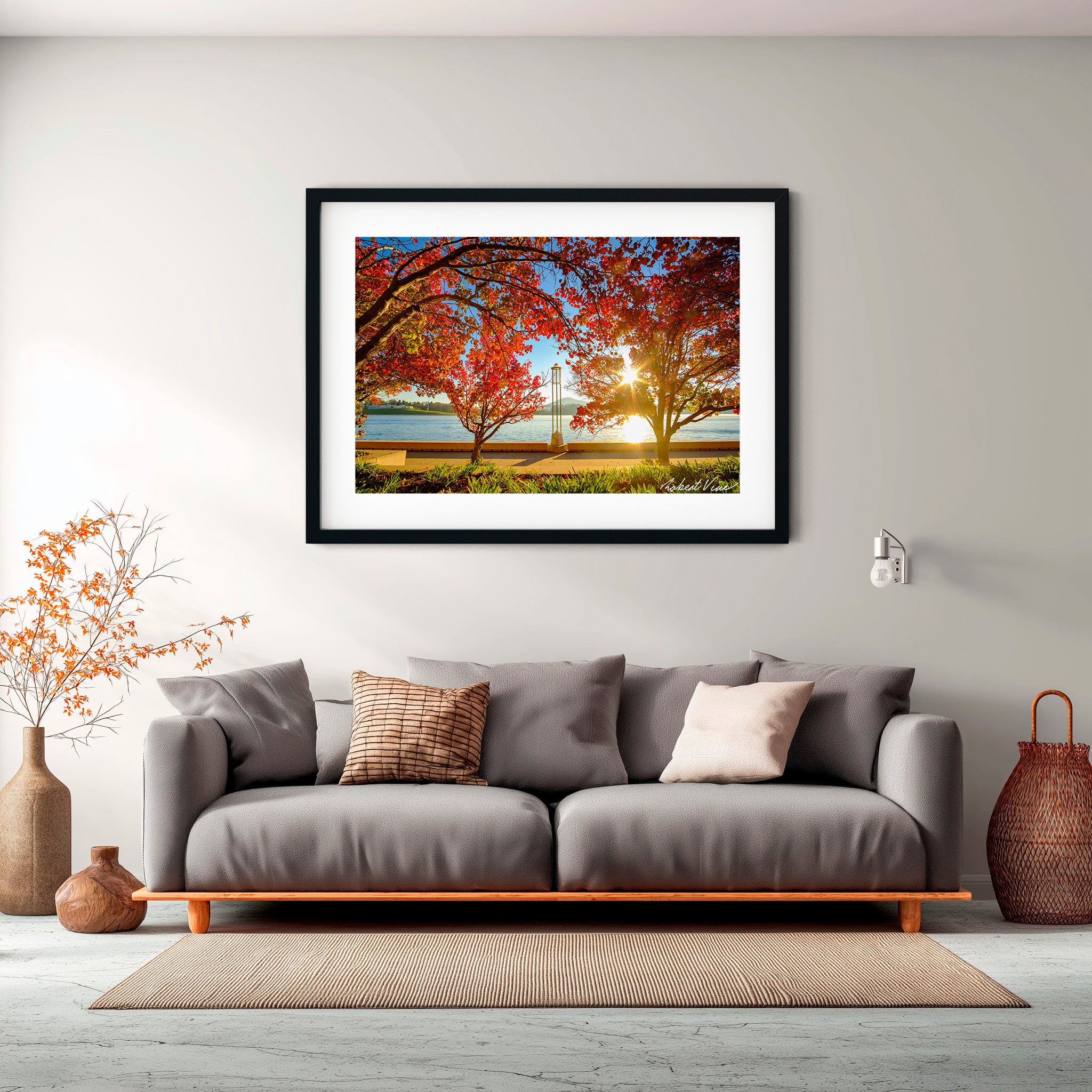 Autumn Glow over Lake Burley Griffin – Canberra Landscape Art Print by Robert Vine