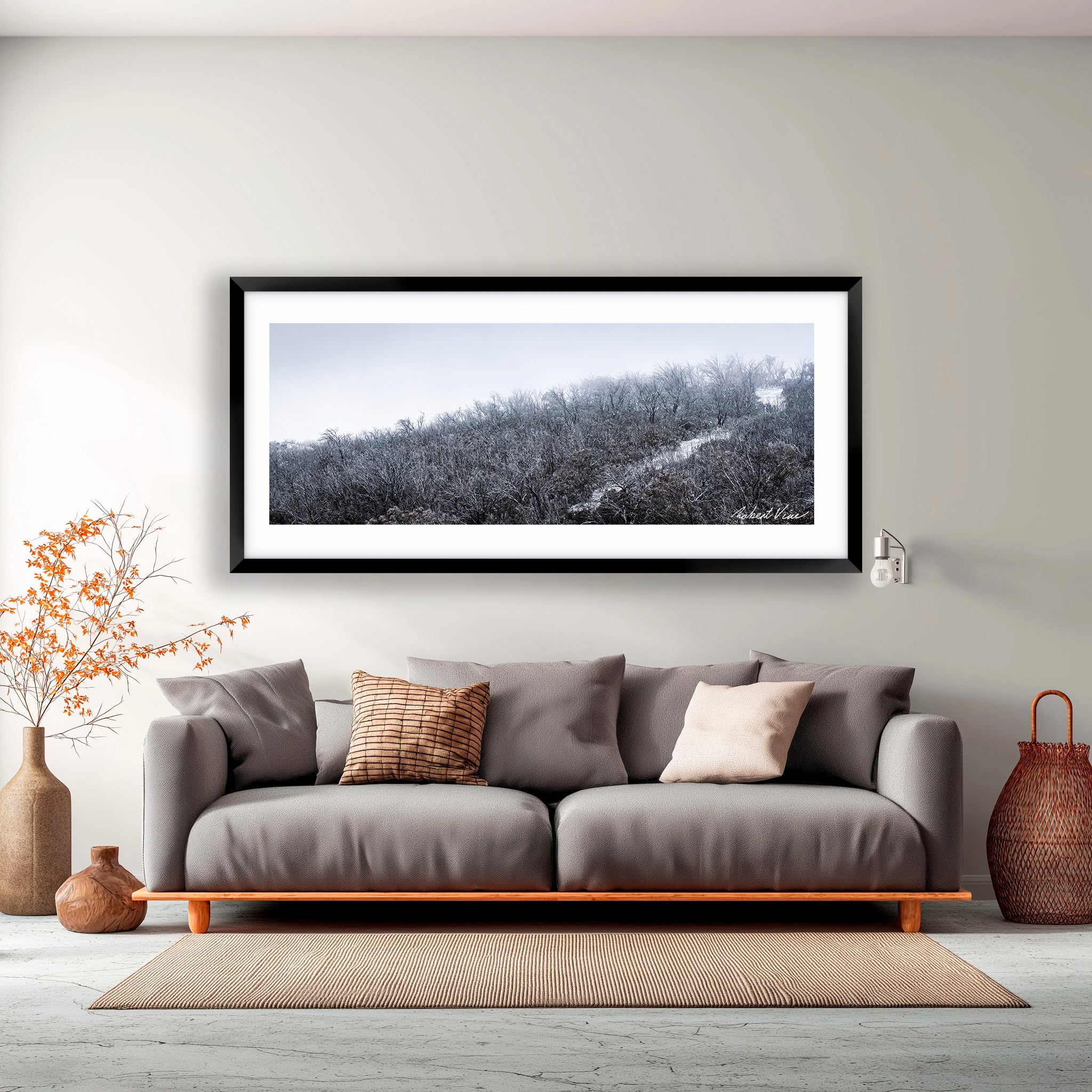 Snowfall in the Bare Eucalypts – Mount Selwyn Landscape Art Print by Robert Vine
