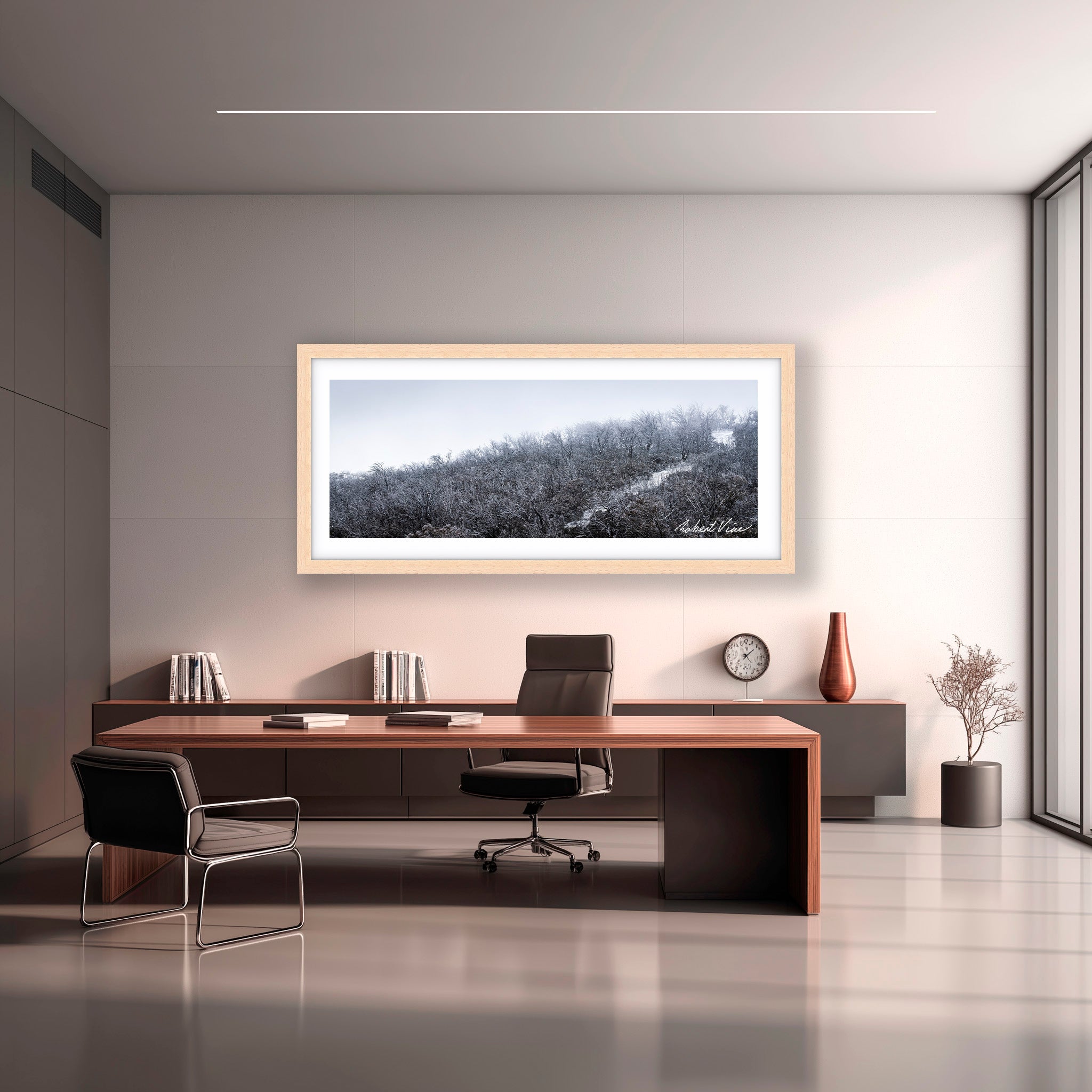 Snowfall in the Bare Eucalypts – Mount Selwyn Landscape Art Print by Robert Vine