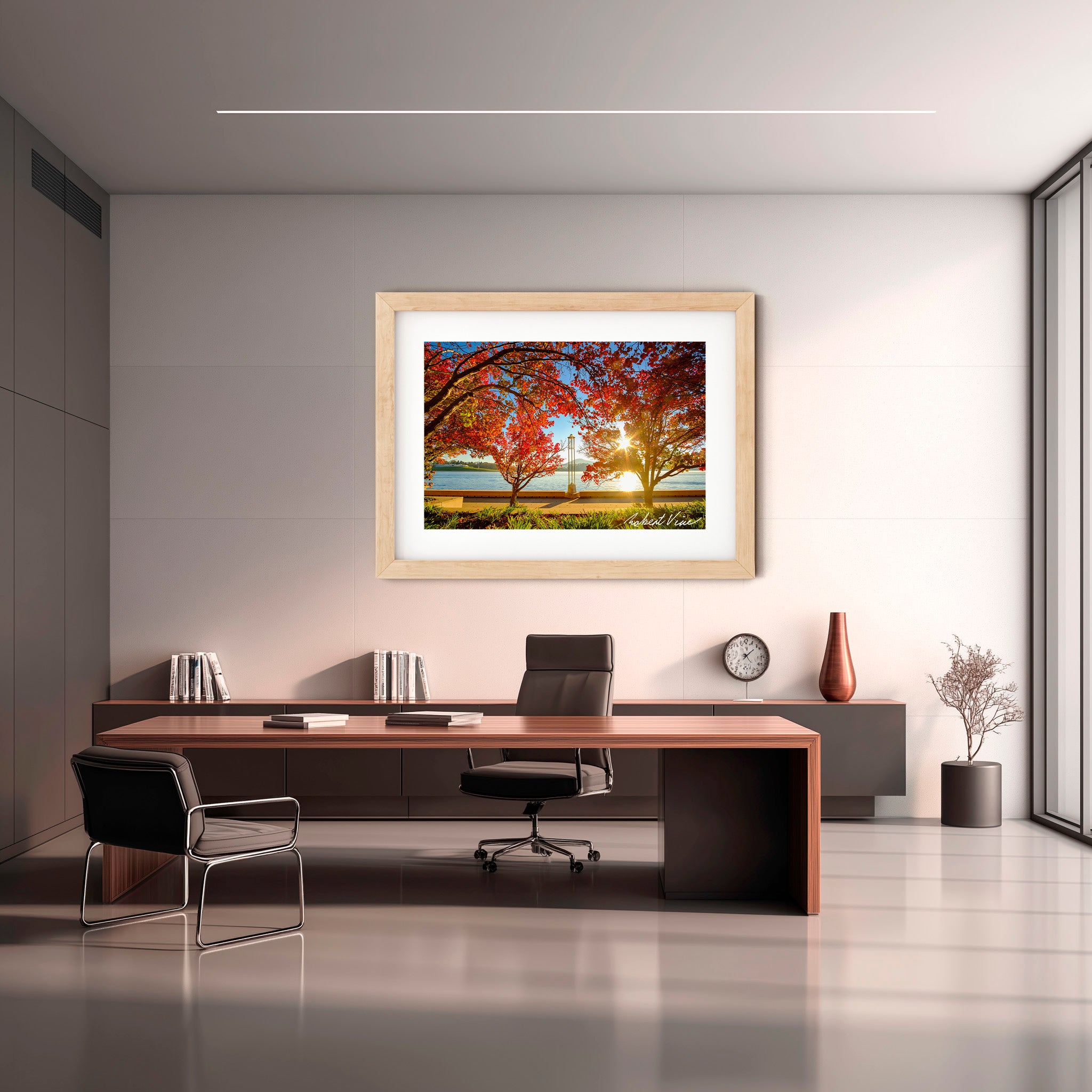 Autumn Glow over Lake Burley Griffin – Canberra Landscape Art Print by Robert Vine