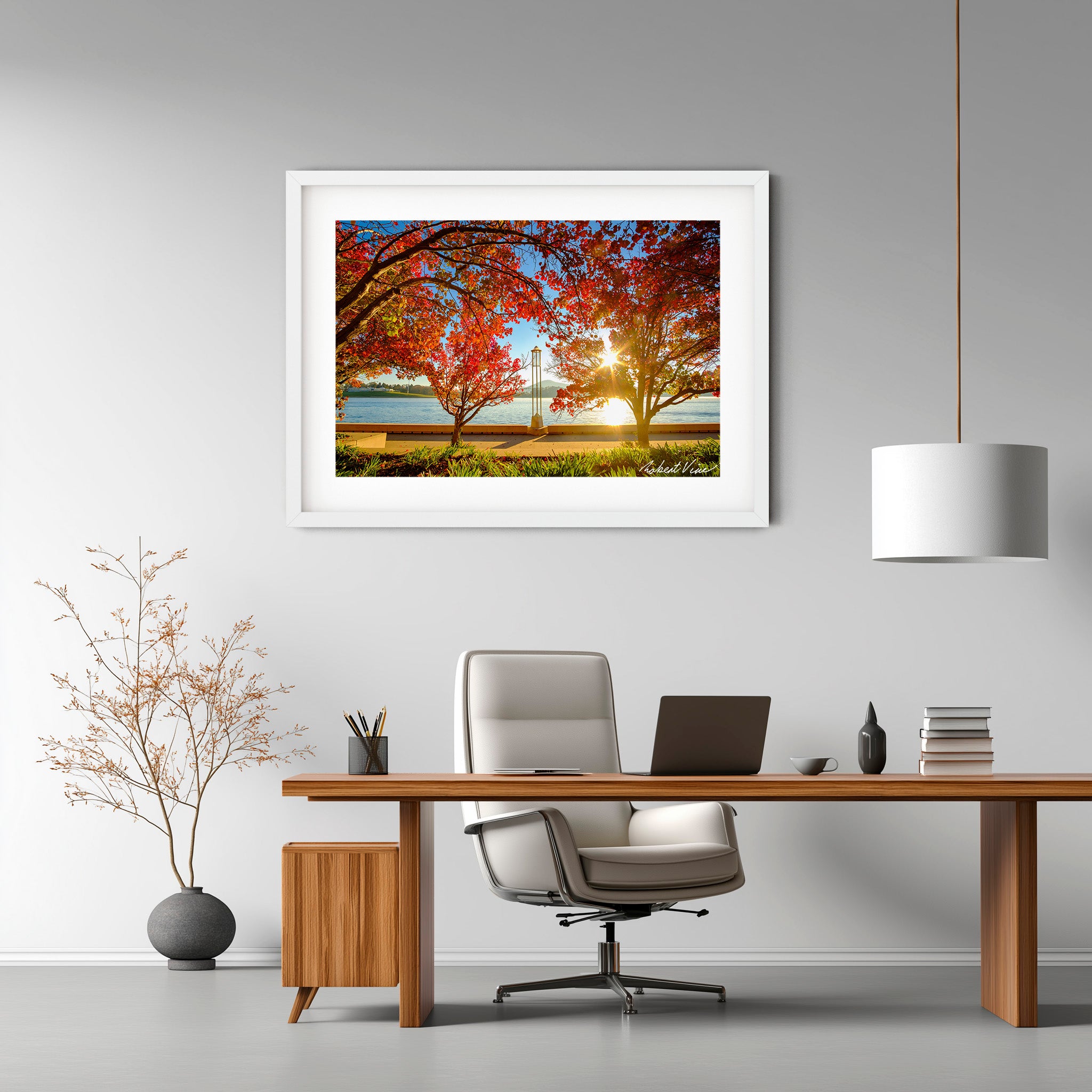 Autumn Glow over Lake Burley Griffin – Canberra Landscape Art Print by Robert Vine