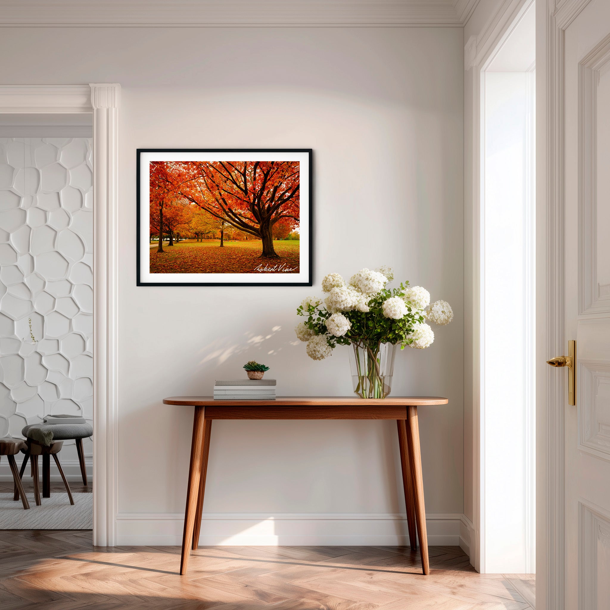 Autumn Glow in Canberra – Majestic Maple Trees Landscape Art By Robert Vine