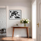 Winter Stream Elegance – Black and White Landscape Art Print by Robert Vine