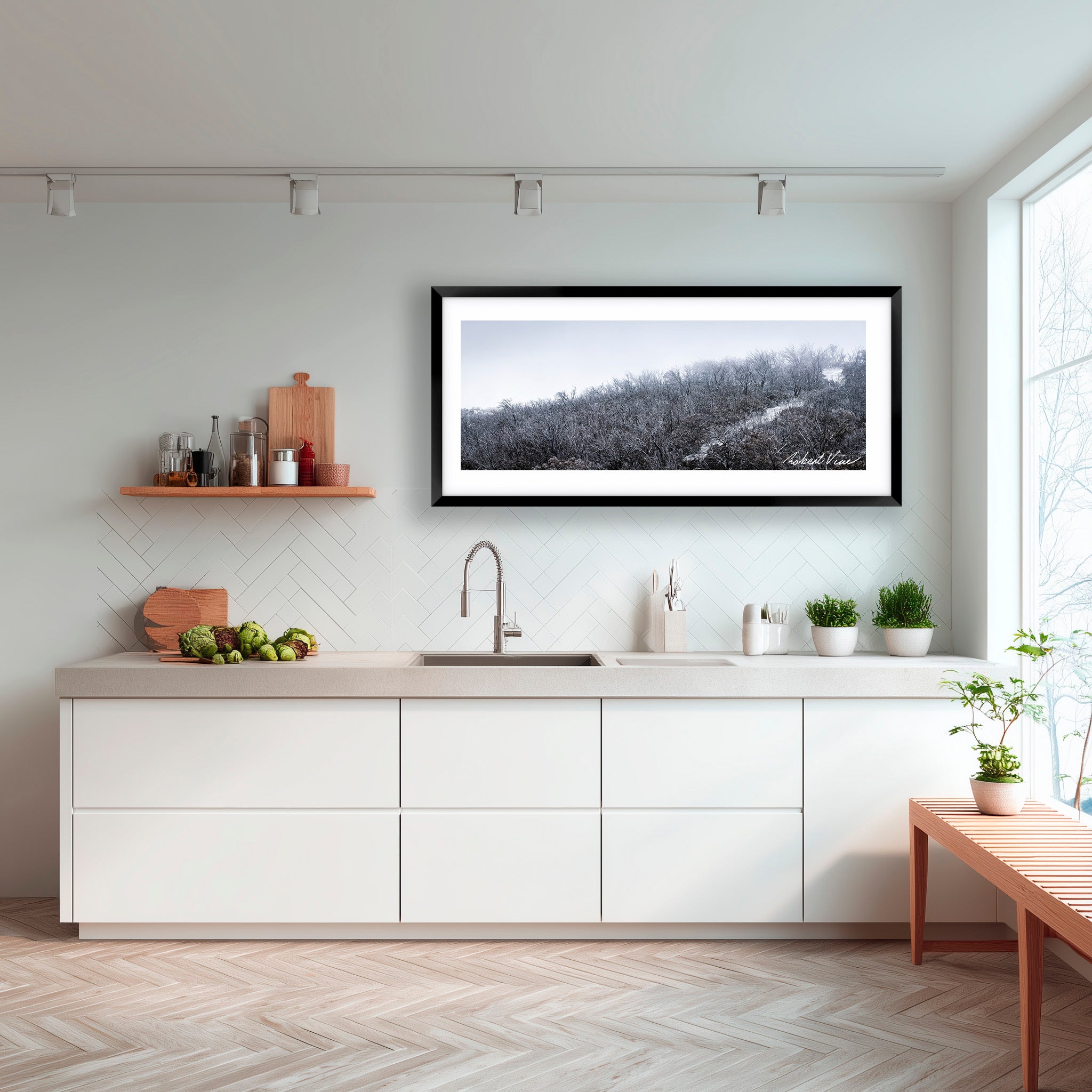 Snowfall in the Bare Eucalypts – Mount Selwyn Landscape Art Print by Robert Vine