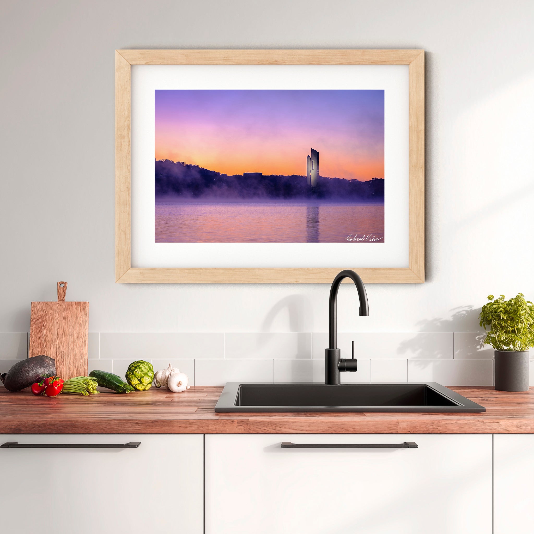 National Carillon at Sunrise – Canberra Landscape Art Print by Robert Vine