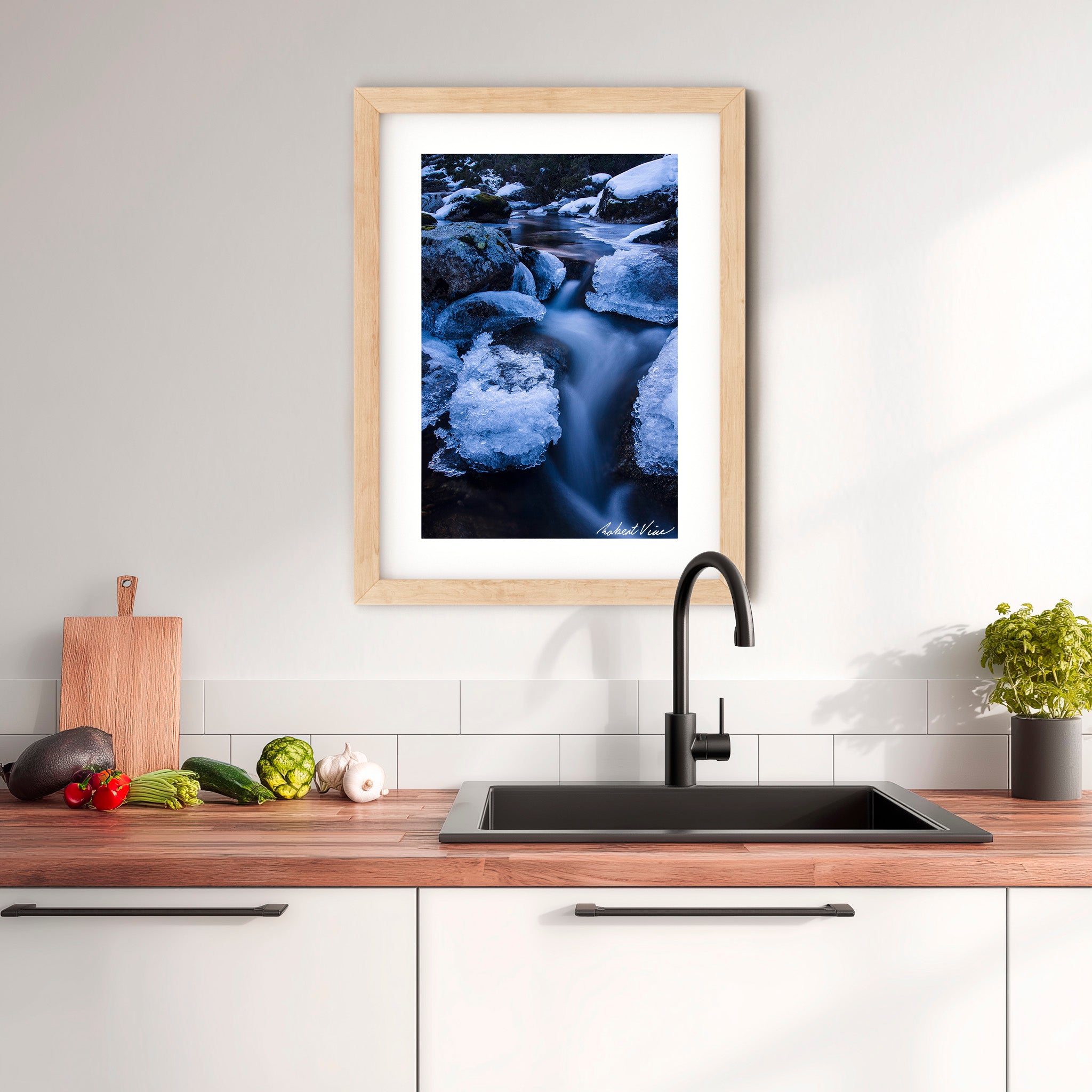 Frozen Flow – Thredbo River | Limited Edition Framed Landscape Print by Robert Vine