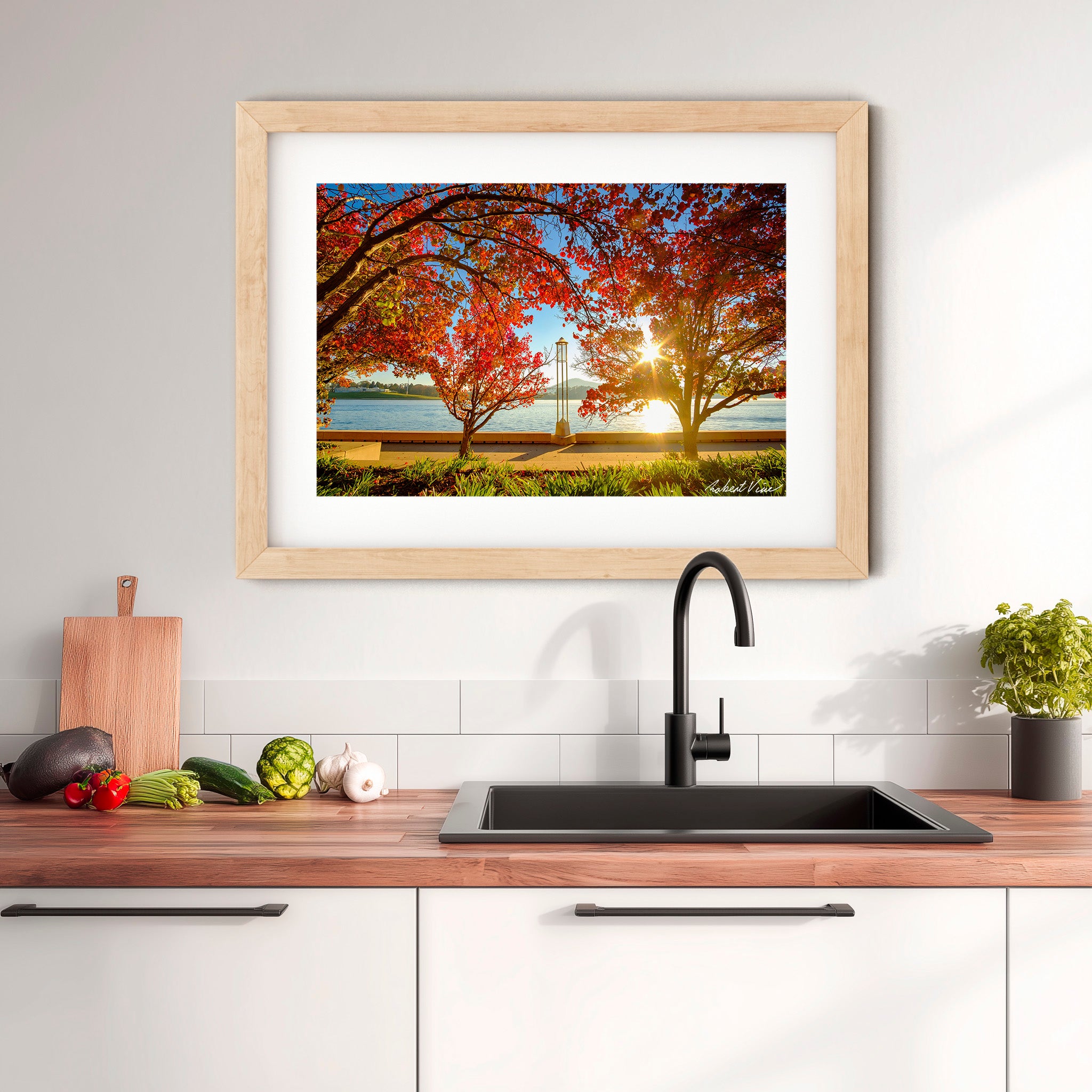 Autumn Glow over Lake Burley Griffin – Canberra Landscape Art Print by Robert Vine