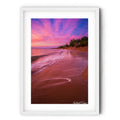 Fine art landscape photograph of Nightcliff Beach at sunset — pink and purple clouds reflect over calm waves and sandy shore, Australian coastal landscape art print by Robert Vine.