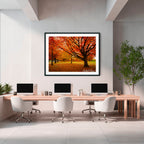 Autumn Glow in Canberra – Majestic Maple Trees Landscape Art By Robert Vine