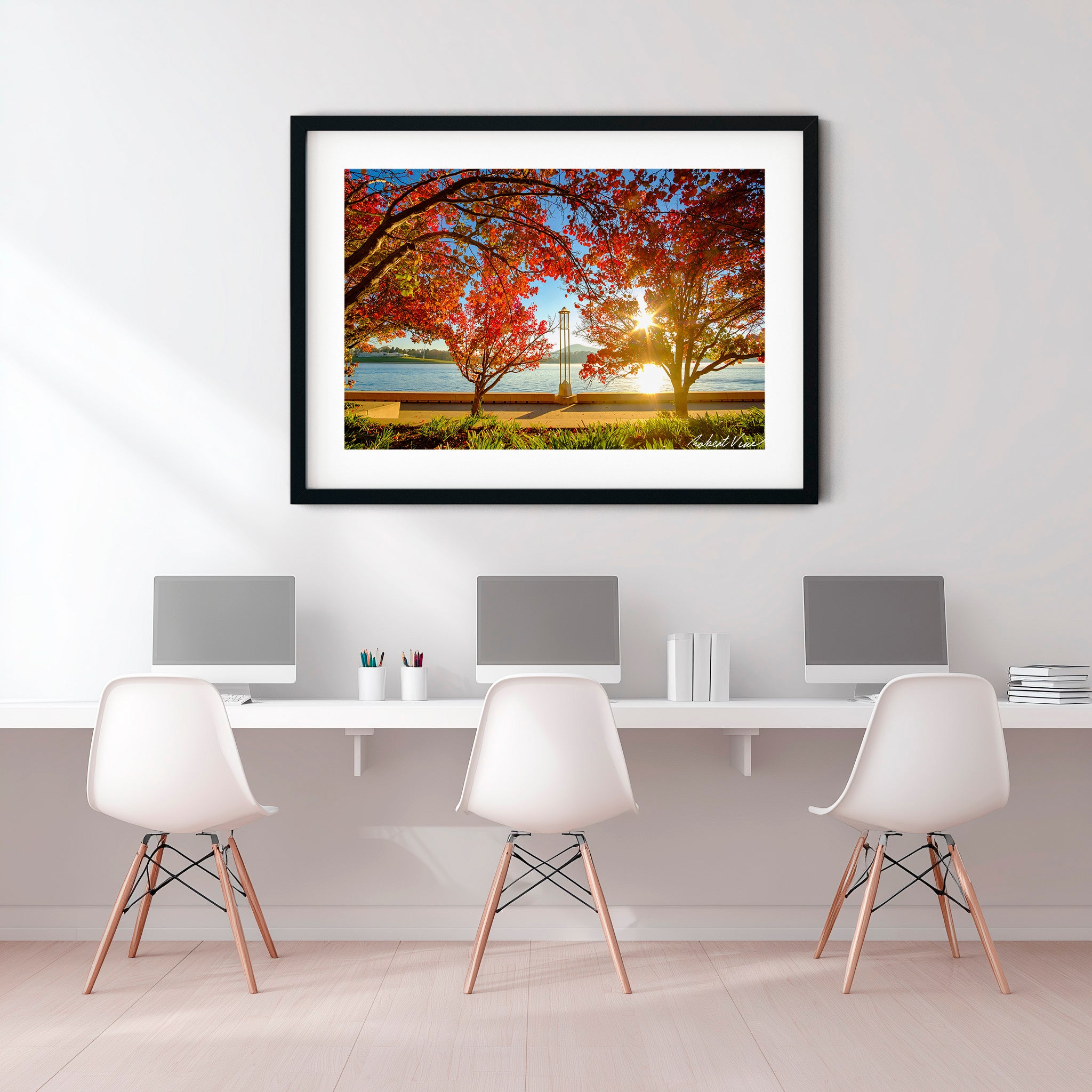 Autumn Glow over Lake Burley Griffin – Canberra Landscape Art Print by Robert Vine
