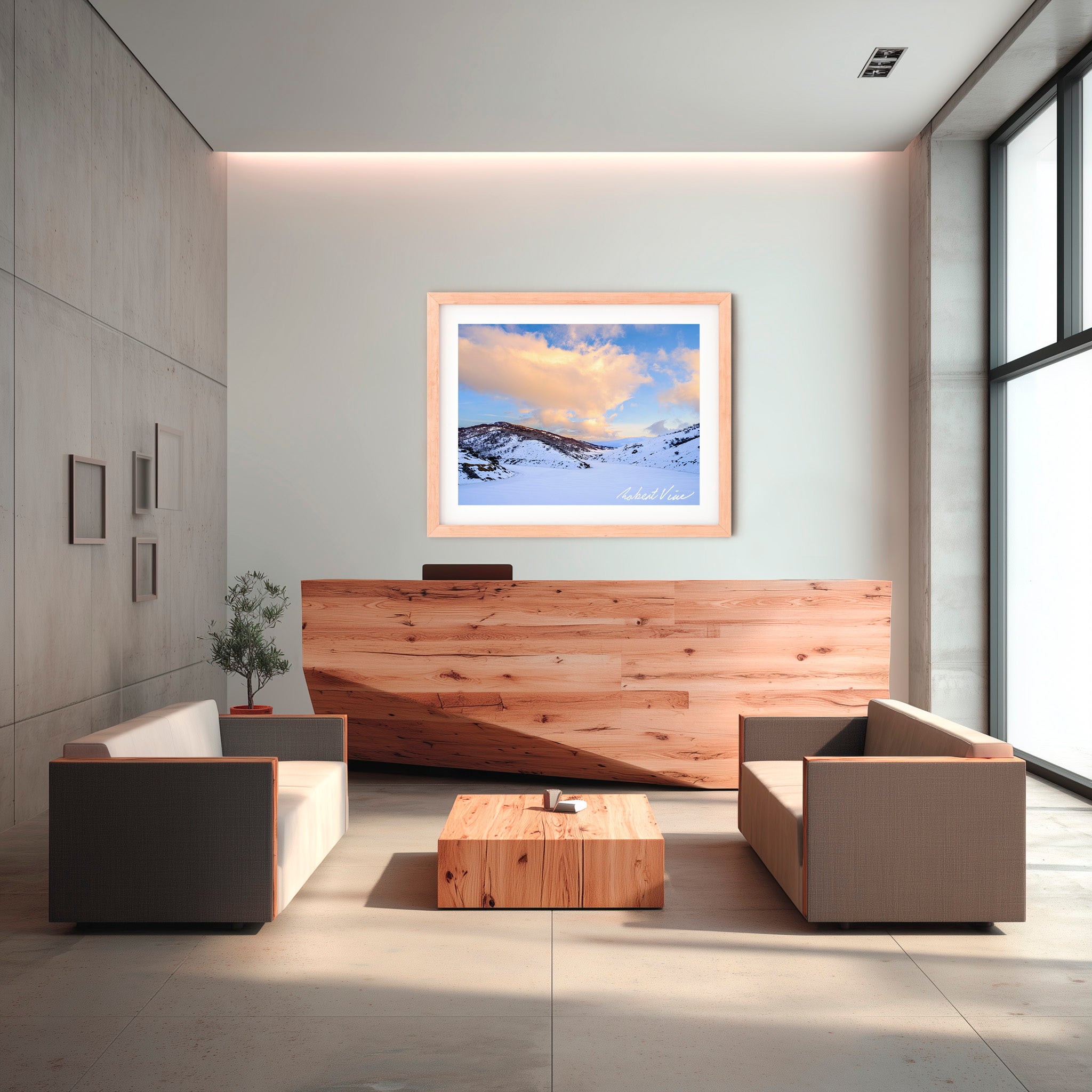 Sunset Over Guthega Snowfields – Snowy Mountains Landscape Art Print by Robert Vine