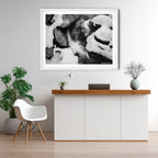 Winter Stream Elegance – Black and White Landscape Art Print by Robert Vine