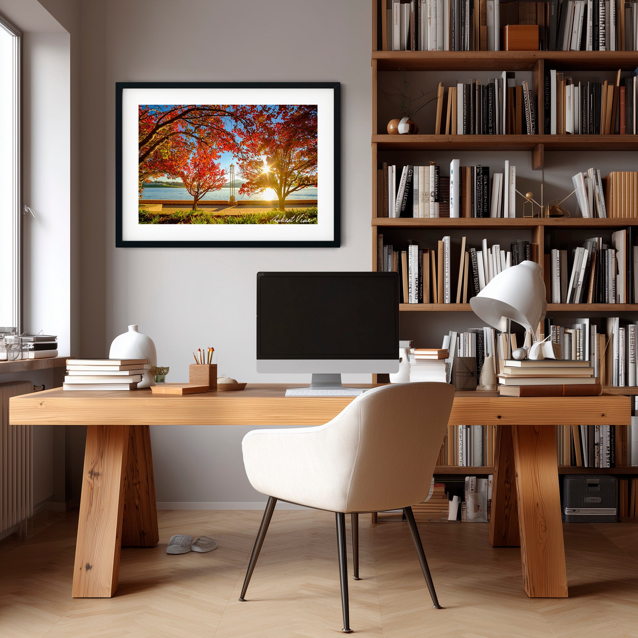 Autumn Glow over Lake Burley Griffin – Canberra Landscape Art Print by Robert Vine