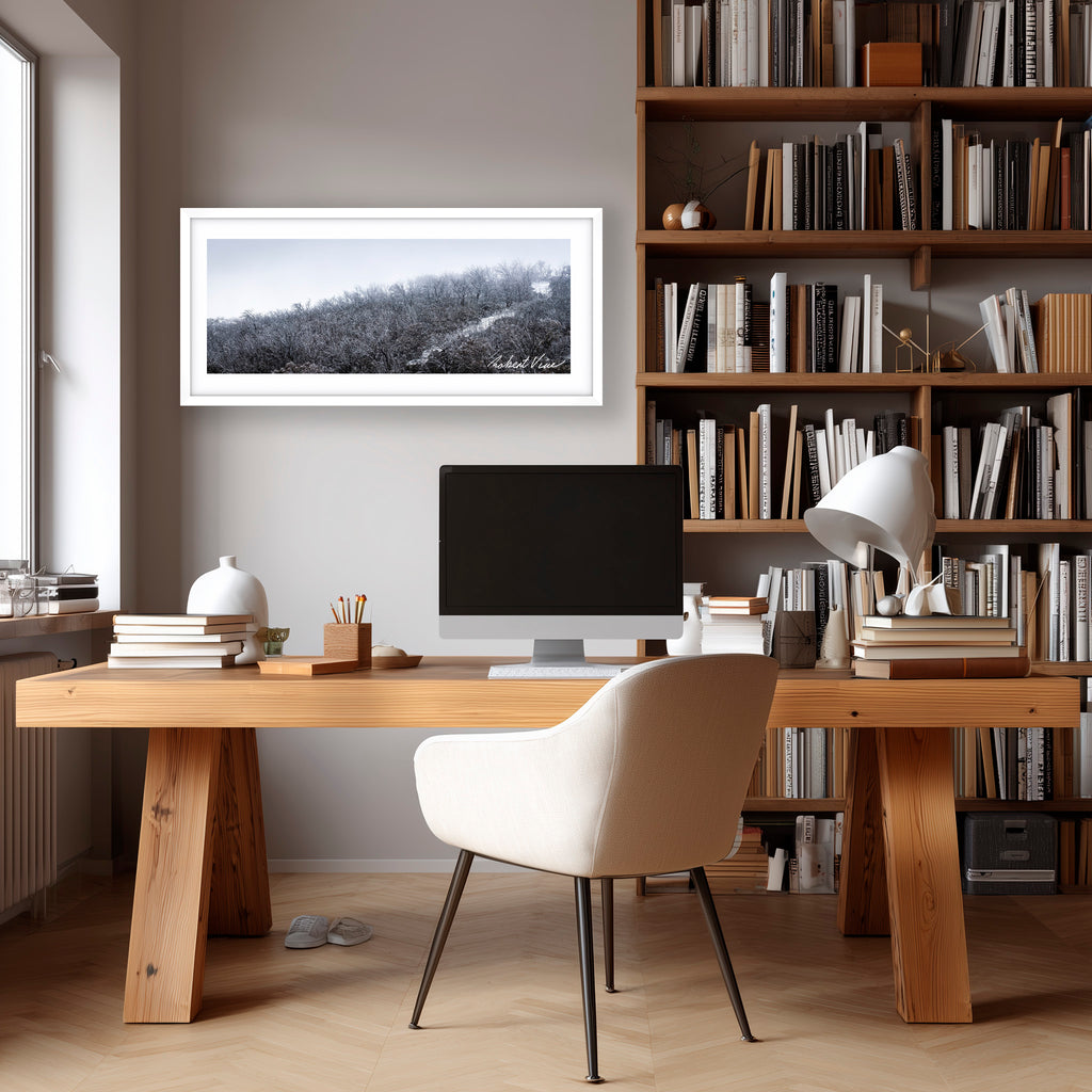 Snowfall in the Bare Eucalypts – Mount Selwyn Landscape Art Print by Robert Vine