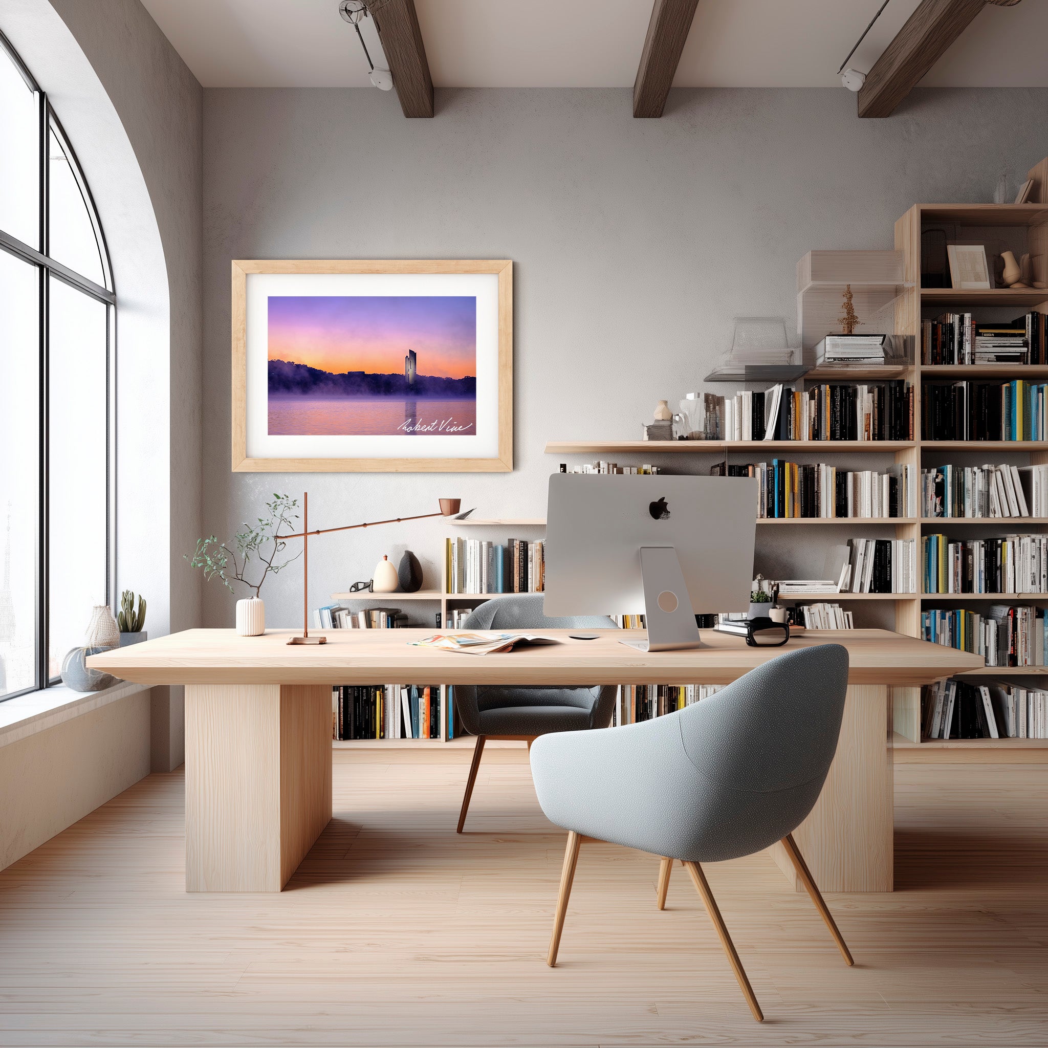 National Carillon at Sunrise – Canberra Landscape Art Print by Robert Vine